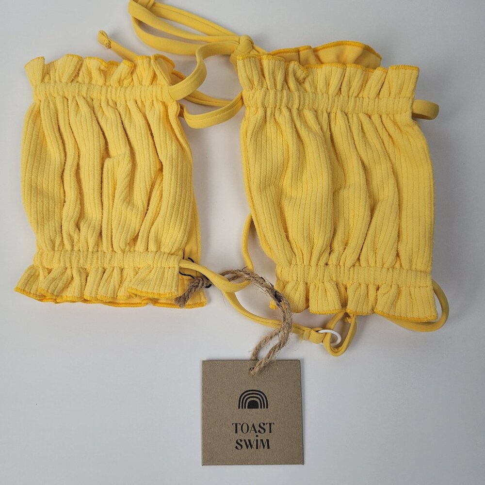 FREE PEOPLE Toast Swimwear Signature Ruffle Top Sz S Sunset